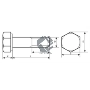 4.8 Kalite - DIN 931 - ISO 4014 - UNI 5737 Altıköşe Başlı Yarım Dişli Cıvata Elektro Galvanizli